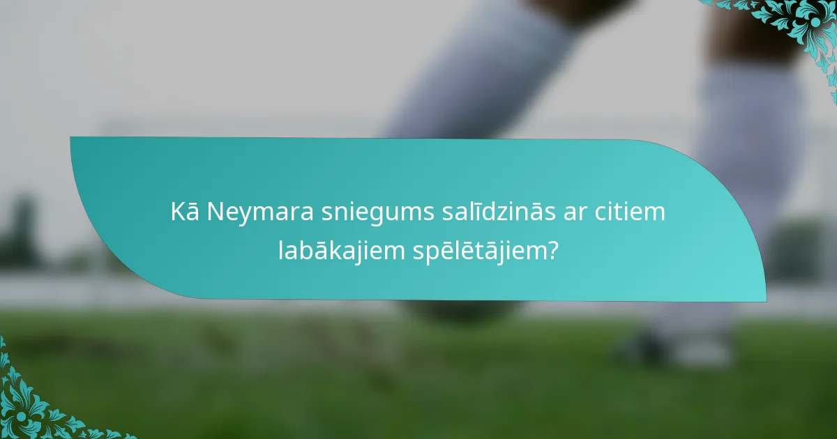 Kā Neymara sniegums salīdzinās ar citiem labākajiem spēlētājiem?