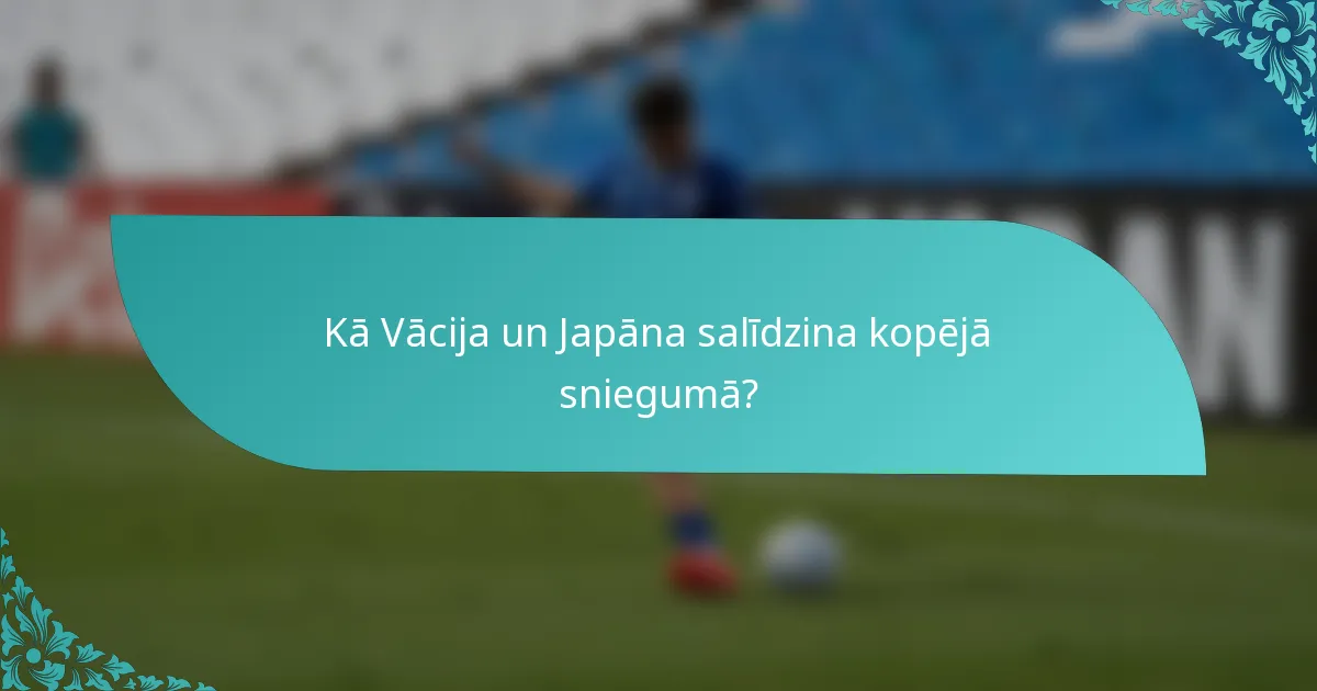 Kā Vācija un Japāna salīdzina kopējā sniegumā?
