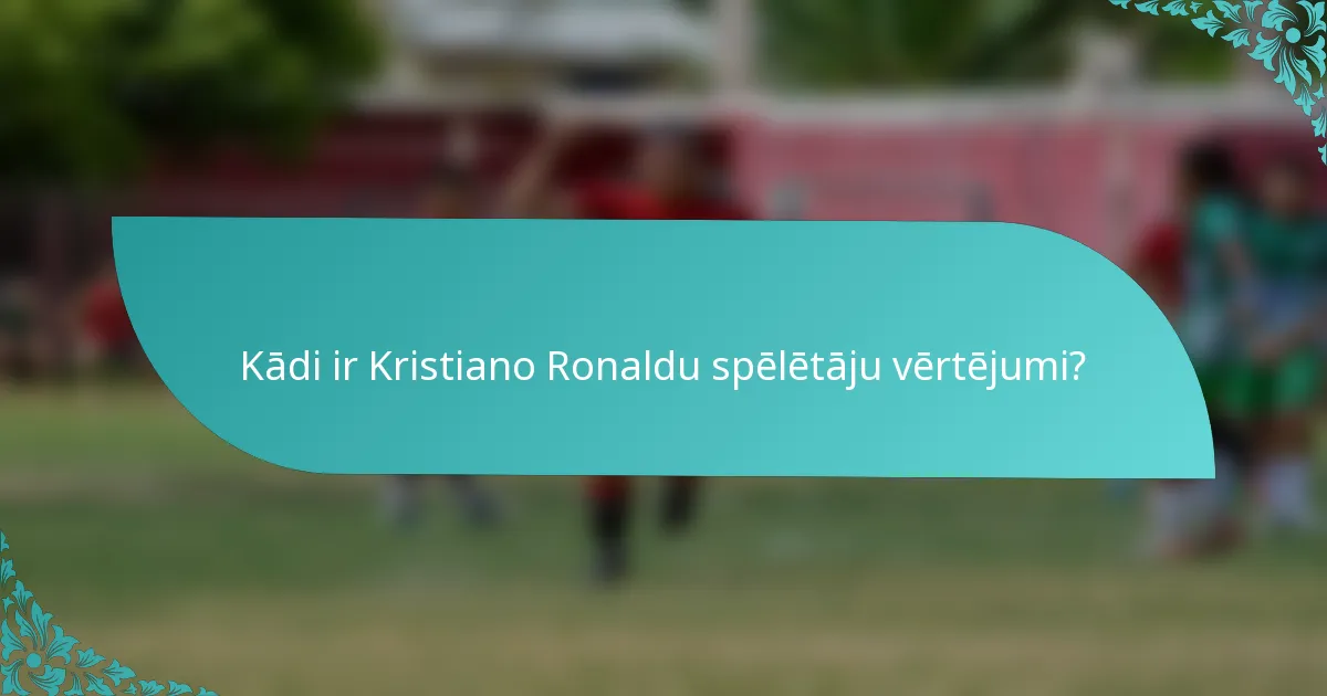 Kādi ir Kristiano Ronaldu spēlētāju vērtējumi?